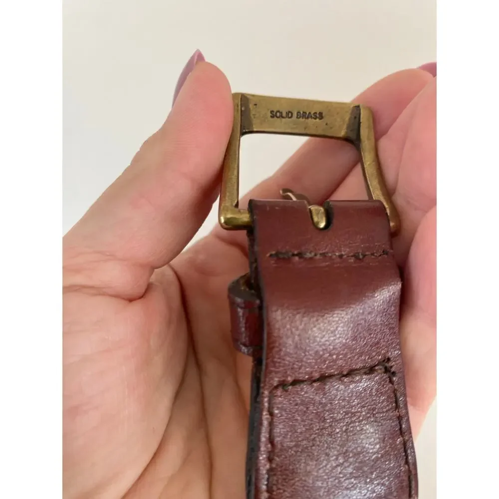 Women's Fossil Belt M Leather Plaid Fabric Preppy Tartan 29